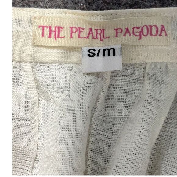 The Pearl Pagoda 100% Linen White Embroidered Long Sleeve Grecian Maxi Dress M - Picture 7 of 14